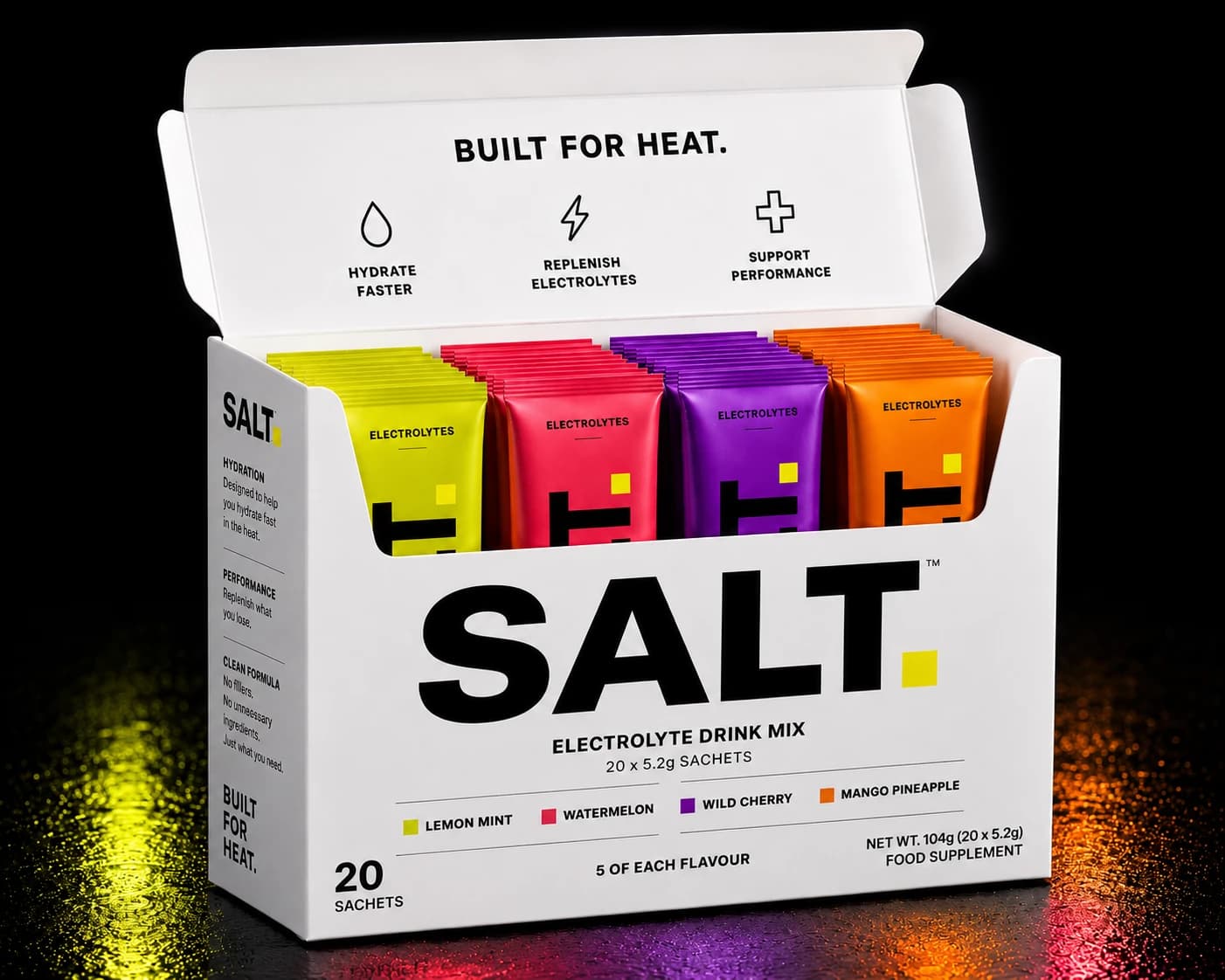 SALT Taster Pack — one sachet of each of the four flavours in a single box.